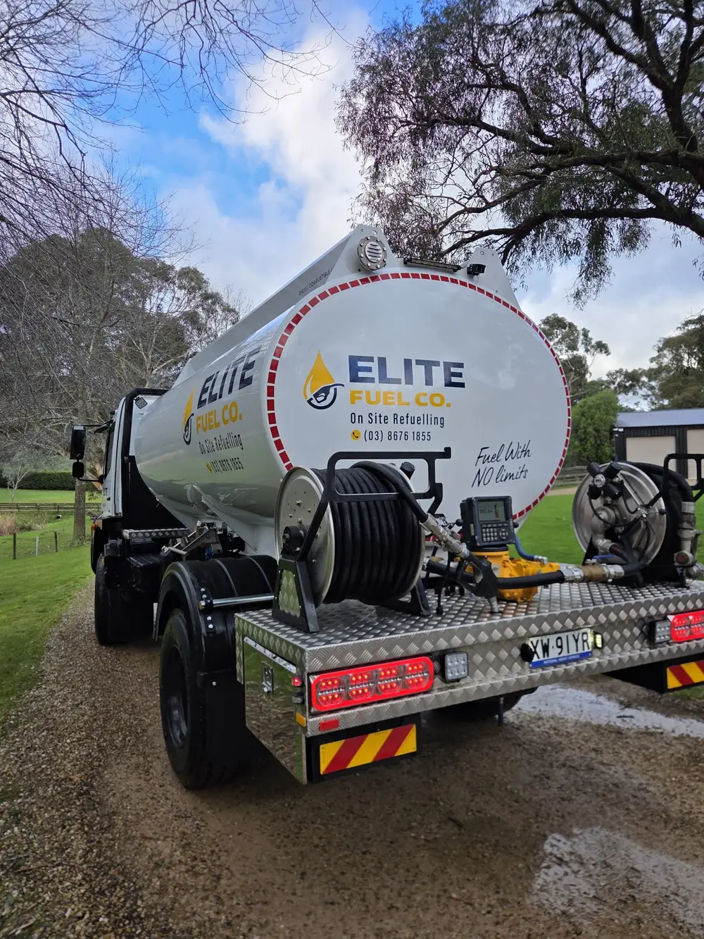 Elite Fuel Co. on-site refuelling tanker in Melbourne